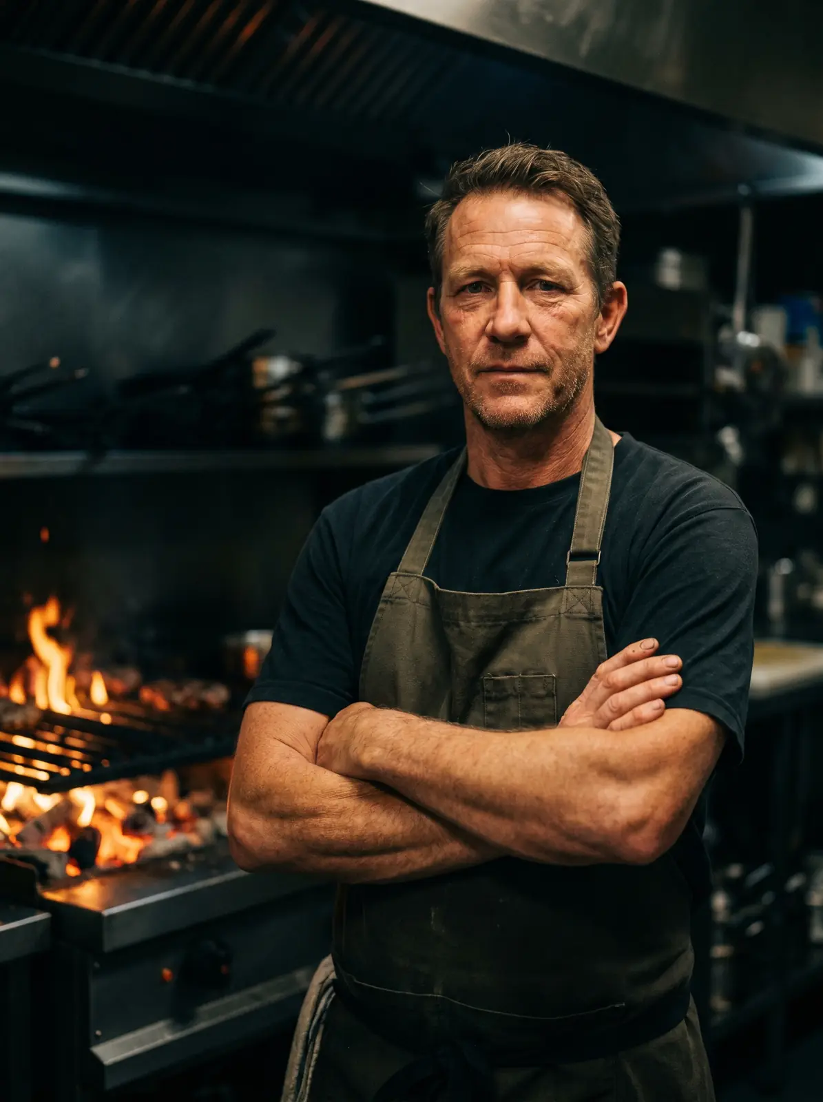 Jordi Ferrer, head chef, at the grill