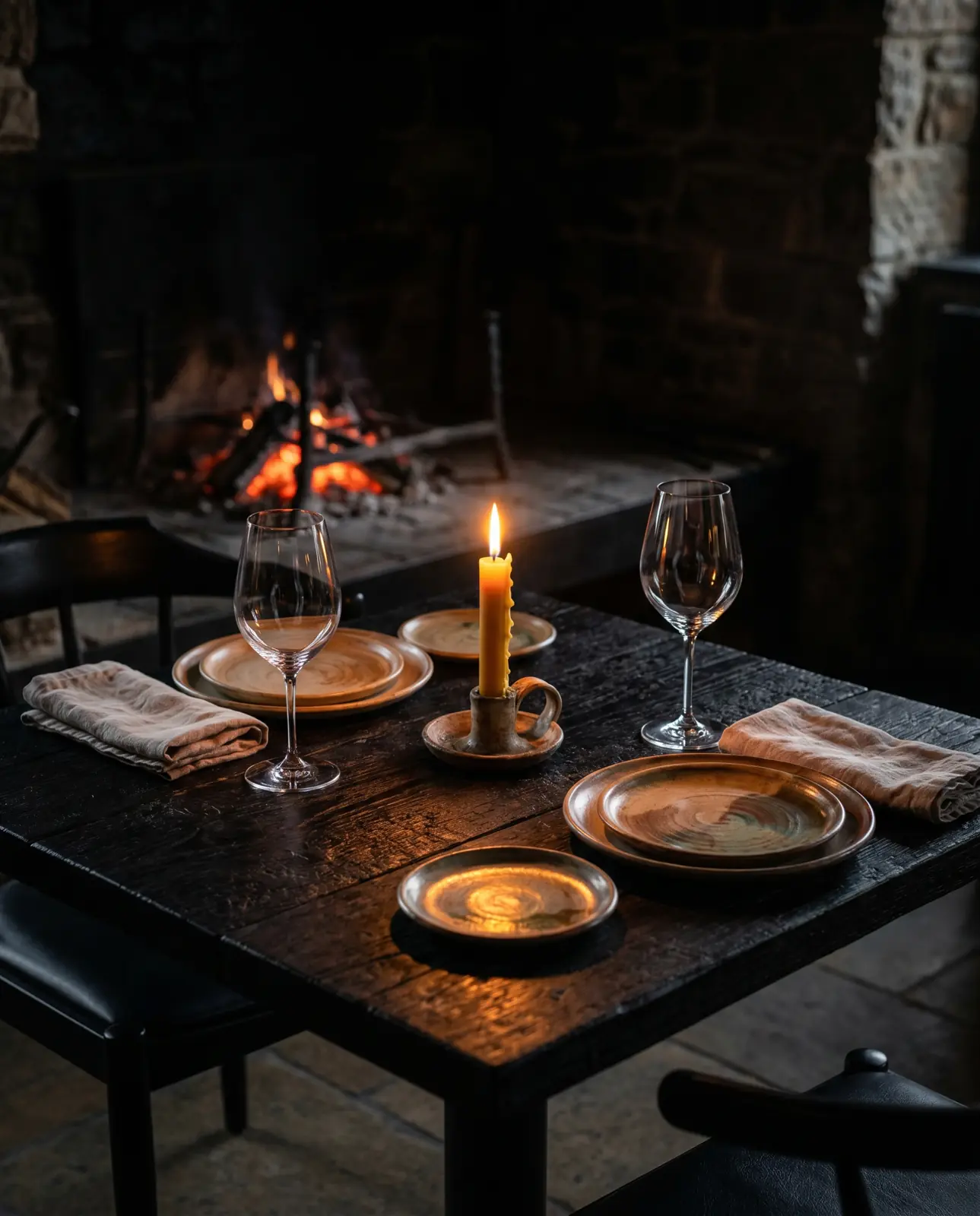 A set table waiting for the evening service