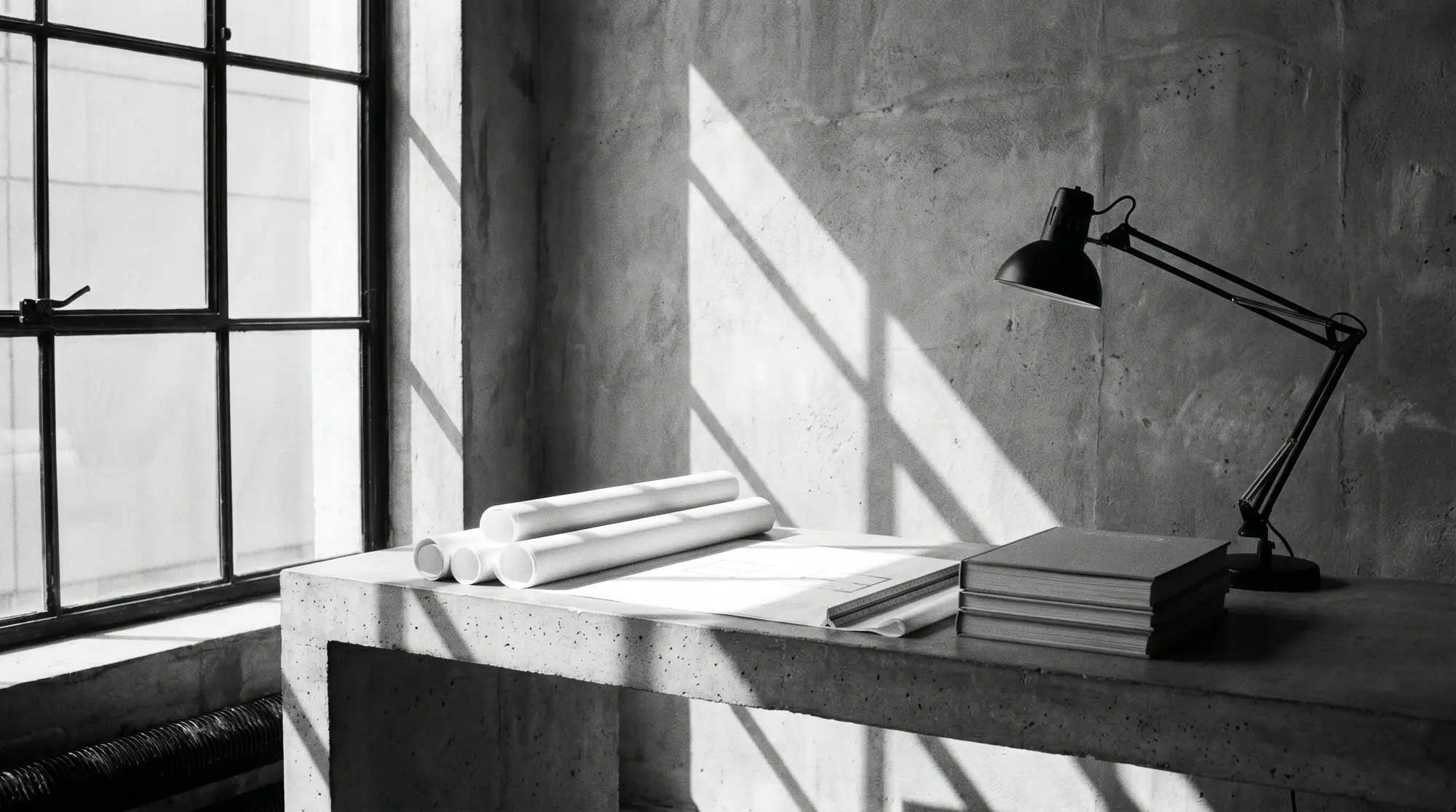 Estudio Forma concept — a minimalist concrete architect's desk