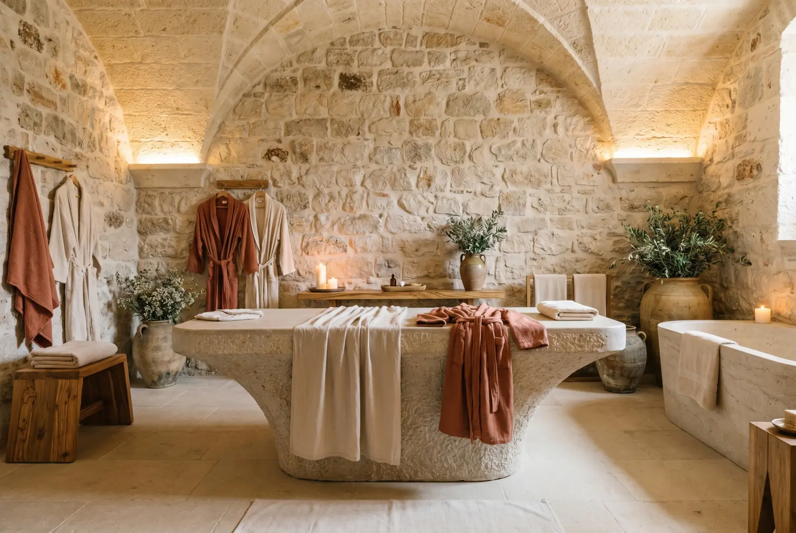 Spa treatment room with natural stone